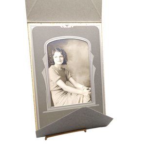 Vintage Portrait Photo in Envelope Cabinet Card, Original Black and White Senior